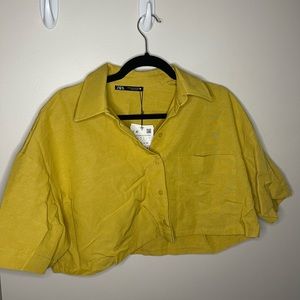 ZARA mustard cropped blouse.